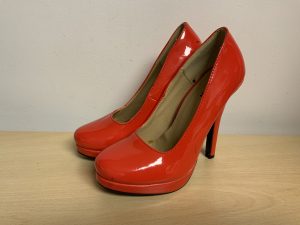 Orange Leather Heels