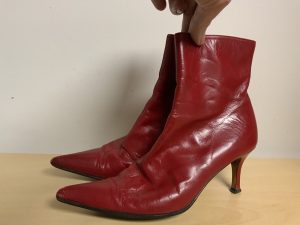 Red Leather Ankle Boots