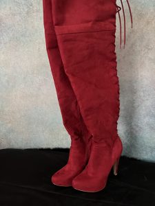 Red Suede Thigh High Boots