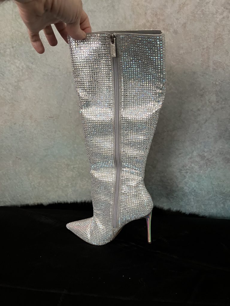Silver Knee High Boots