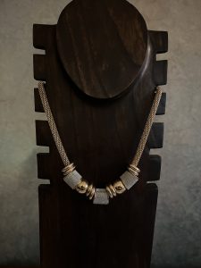 Woven Gold with Diamond Crusted Drums Necklace