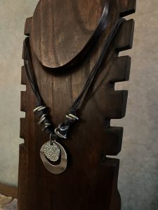 Silver Pendant Necklace, Leather
