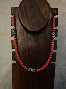 Red/Steel Colour Bead Necklace