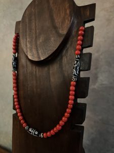 Red/Steel Colour Bead Necklace