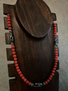 Red/Steel Colour Bead Necklace