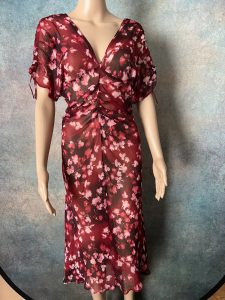 Sheer Red Floral Dress