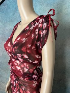 Sheer Red Floral Dress