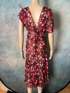 Sheer Red Floral Dress