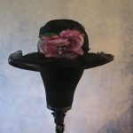 Black Hat with Pink Floral Decoration